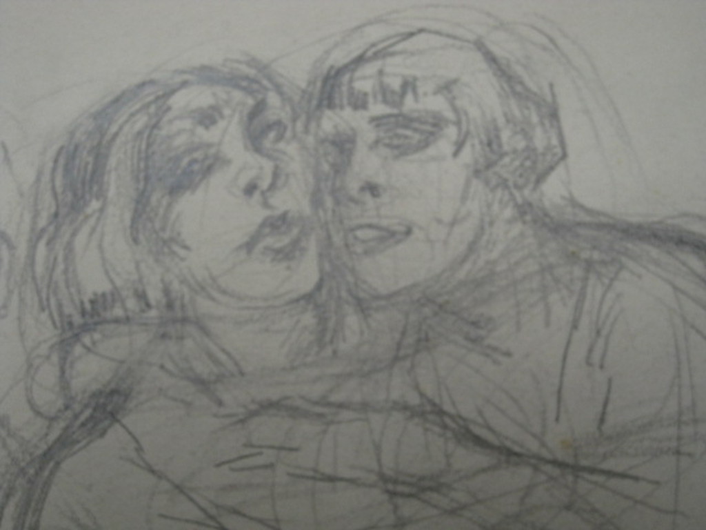 Ant. Kristians 1883-1957 potloodtekening "liefhebbende dames" ca 1920 kopen? Bied vanaf 1!