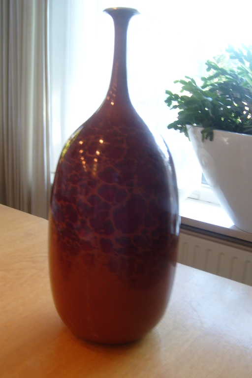 vaas,/object, bruin gemeleerd geglazuurd decor.Spaans ontwerp. kopen? Bied vanaf 50!
