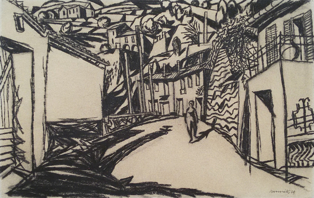 Herman Berserik - Dorpsgezicht, tekening verkocht voor € 95!