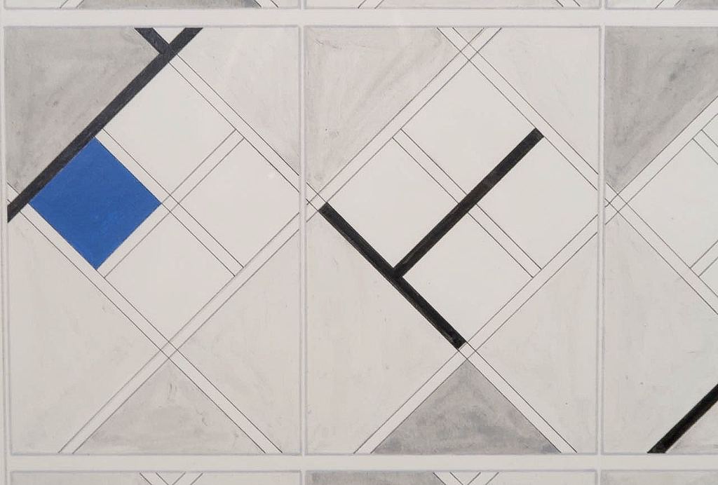 Wim Smits: Potlood en acryl, Ontwerp bestrating.. - Ingelijst kopen? Bied vanaf 80!