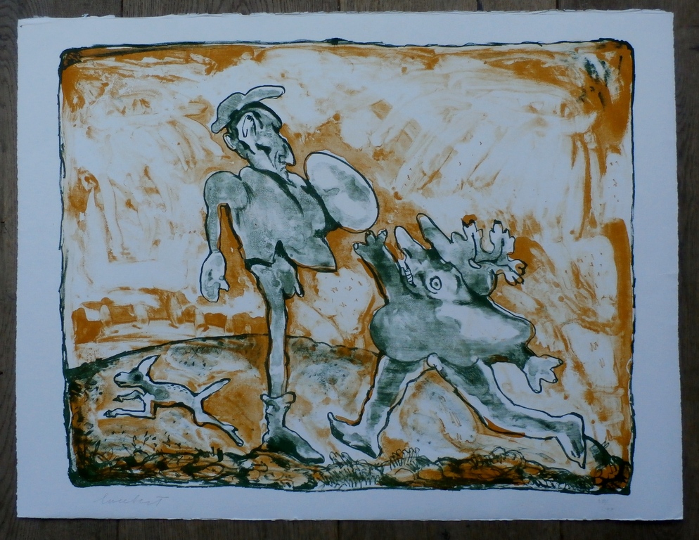 Lucebert - litho: Don Quixote en Sancho Panza - 1973 kopen? Bied vanaf 195!
