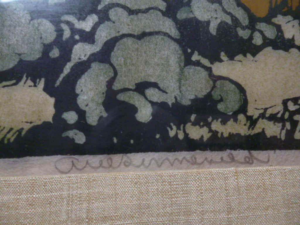 Arie Zonneveld - kleurenhoutsnede - Landschap met sparren kopen? Bied vanaf 125!