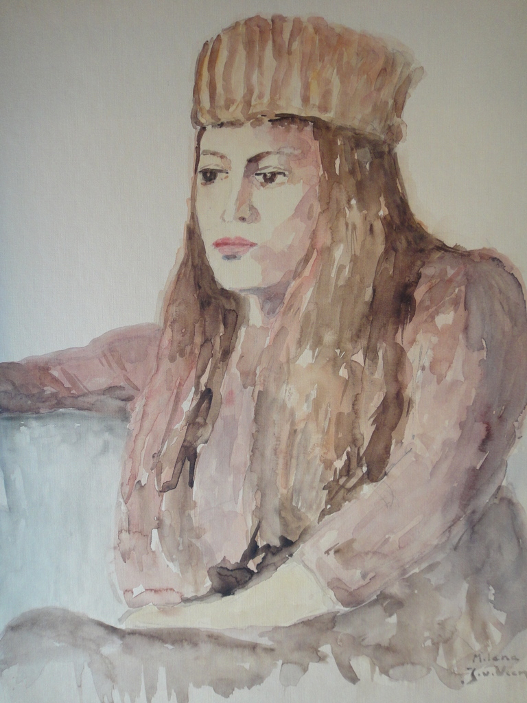 Jaap van Veen, aquarel, jaren '70 portret van Milana kopen? Bied vanaf 1!