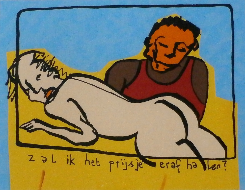 Herman Brood - ingelijste zeefdruk: Zal ik het prijsje eraf halen? kopen? Bied vanaf 250!