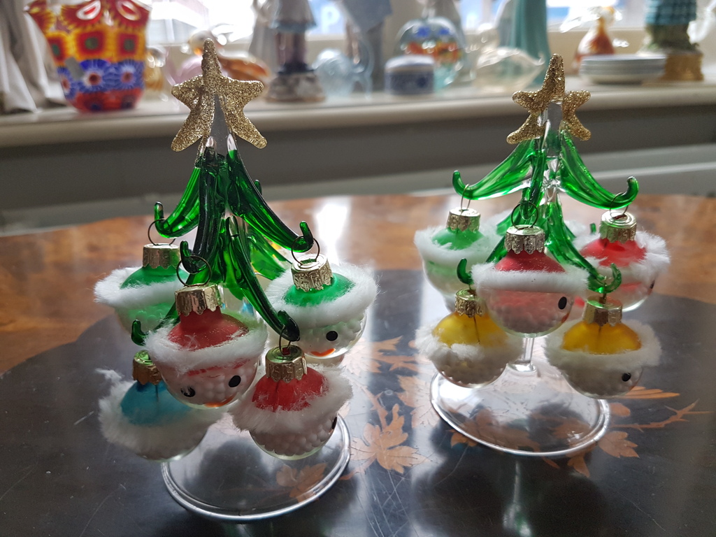 Kerstbomen geblazen glas - 2 pz circa H 8 cm kopen? Bied vanaf 9!