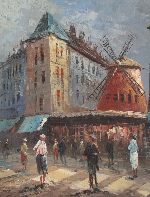 LAATSTE week - Olieverf op paneel  - Moulin Rouge Parijs  kopen? Bied vanaf 99!