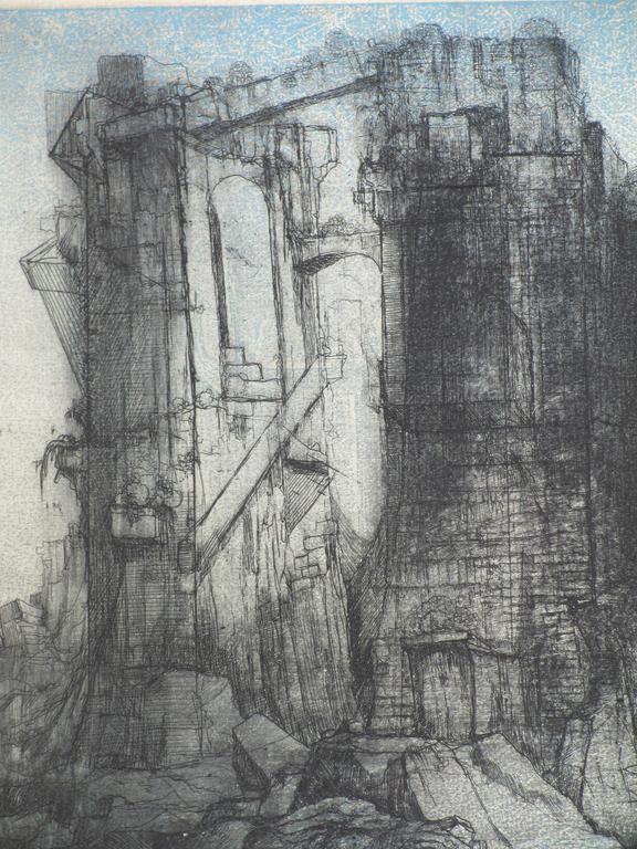 Dirkje Kuik, Studie voor een afgebrande schouwburg, Ets/litho/hoogdruk kopen? Bied vanaf 80!