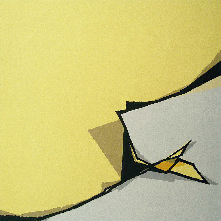 Fon Klement - Tension entre jaune et noir, hoogdruk boardsnede verkocht voor € 300!