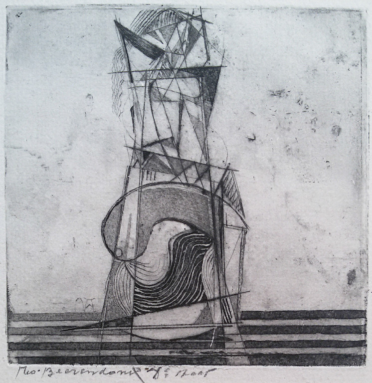 Theo Beerendonk - Kubistisch naakt in alle staten, vier etsen kopen? Bied vanaf 65!