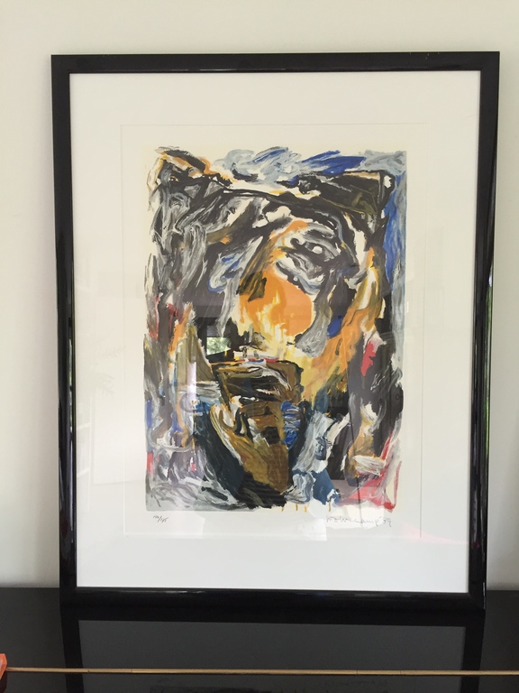 Theo Wolvecamp - zeefdruk: abstracte compositie - 1989 verkocht voor € 160!