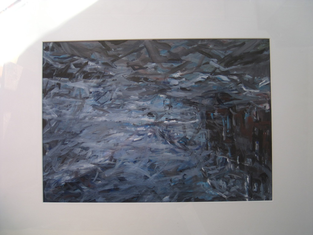 Groot en Intrigerend Acryl en Aquarel "Rivier" van Marc Volger (Geldrop 1950-)  kopen? Bied vanaf 1!