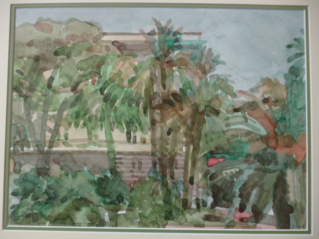 Jan Loots - aquarel - Rome, 28-5-1966 Piazza Cavour verkocht voor € 50!