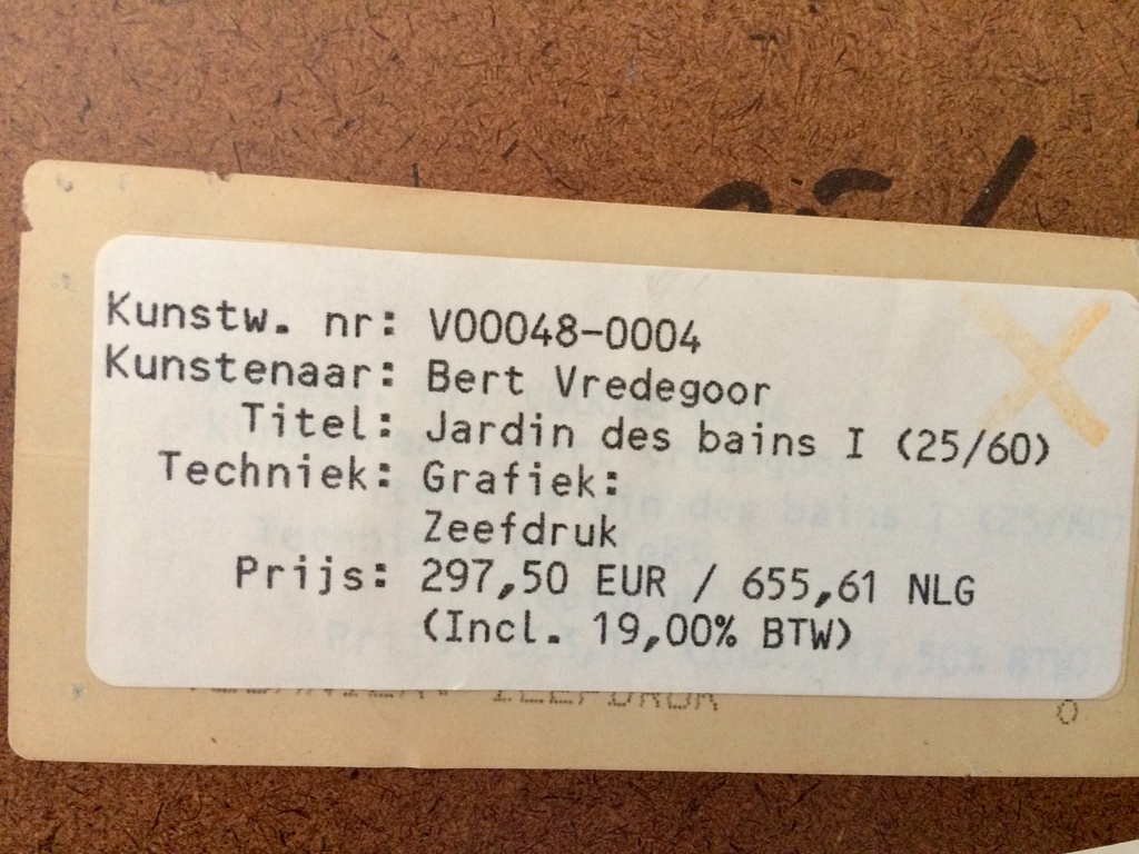 Bert Vredegoor: Zeefdruk, Le Jardin 1 kopen? Bied vanaf 1!