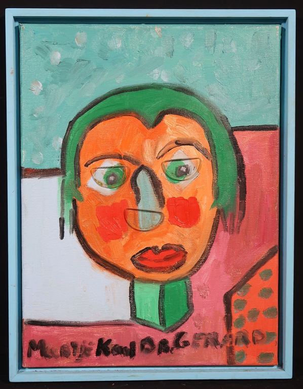 Meertje Kaal: Olieverf en collage op doek, Dr. Gerard - Ingelijst kopen? Bied vanaf 1!