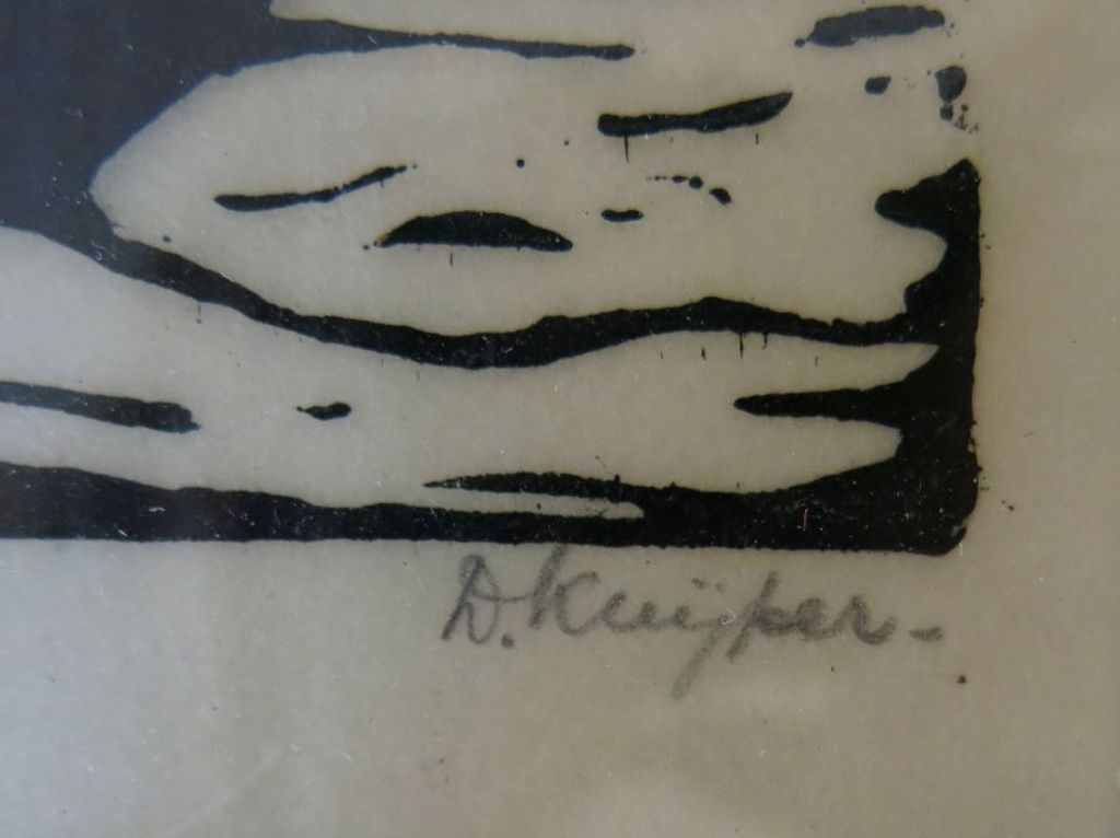 Lot met o.a.Huib Luns: Houtsnede, Pax en 5x onbekend gesigneerd -Ingelijst kopen? Bied vanaf 20!