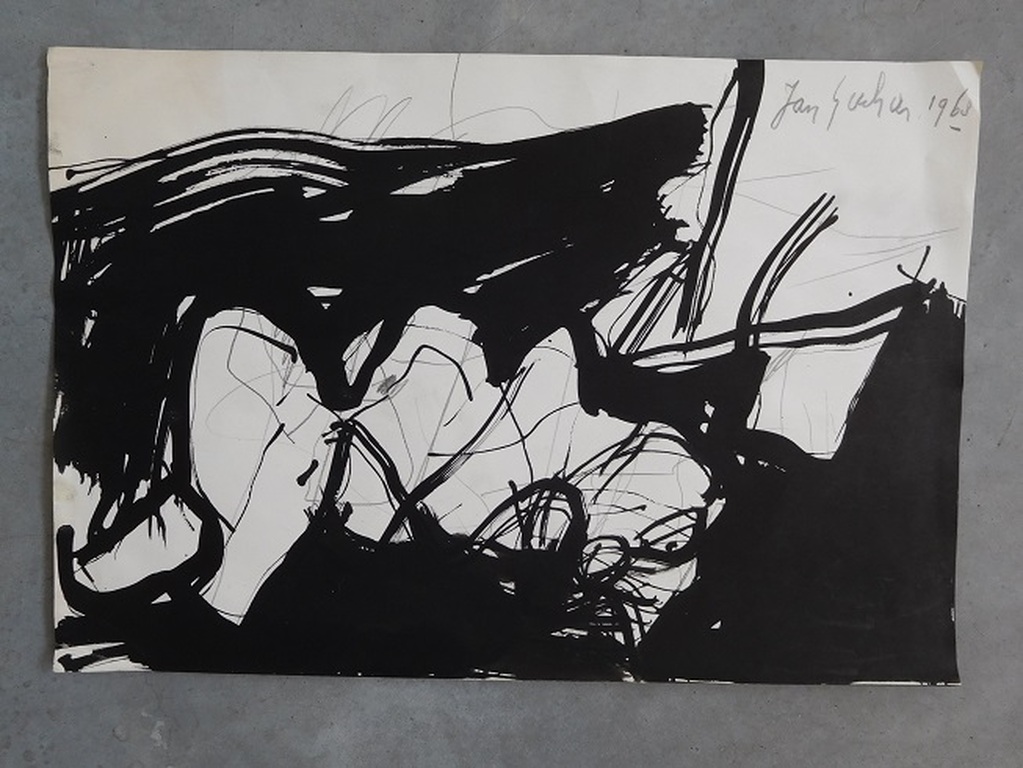 Jan Sierhuis, Landschap met liggend figuur, Oost-Indische Inkt en potlood,1968 kopen? Bied vanaf 150!