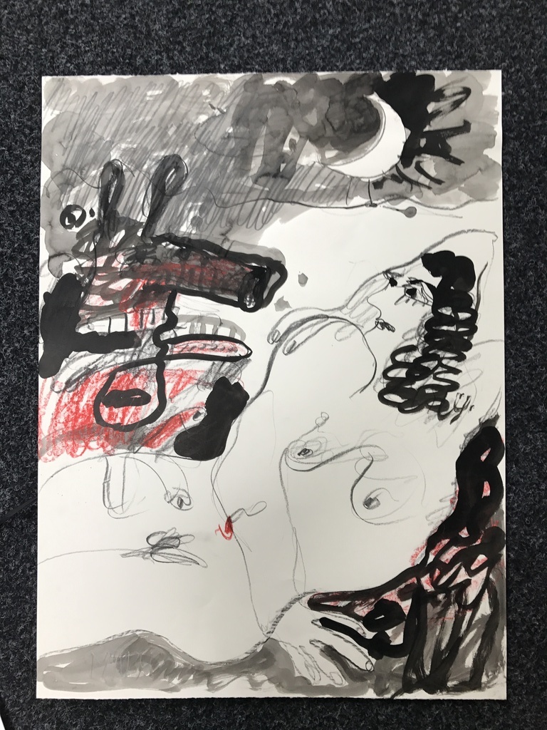 Anton Martineau ( CoBrA ) Prachtige tekening Voorstudie verkocht voor € 120!