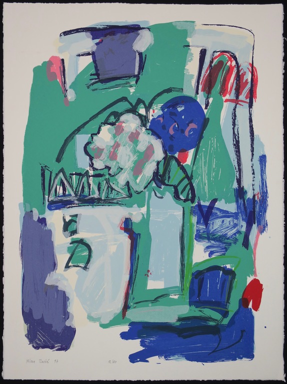 Milena Tlusta: Zeefdruk, Blauwe Compositie kopen? Bied vanaf 1!