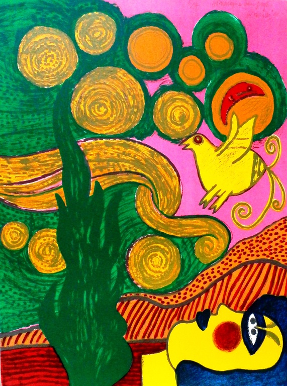 Corneille - zeefdruk: Hommage a van Gogh - 1990 verkocht voor € 225!