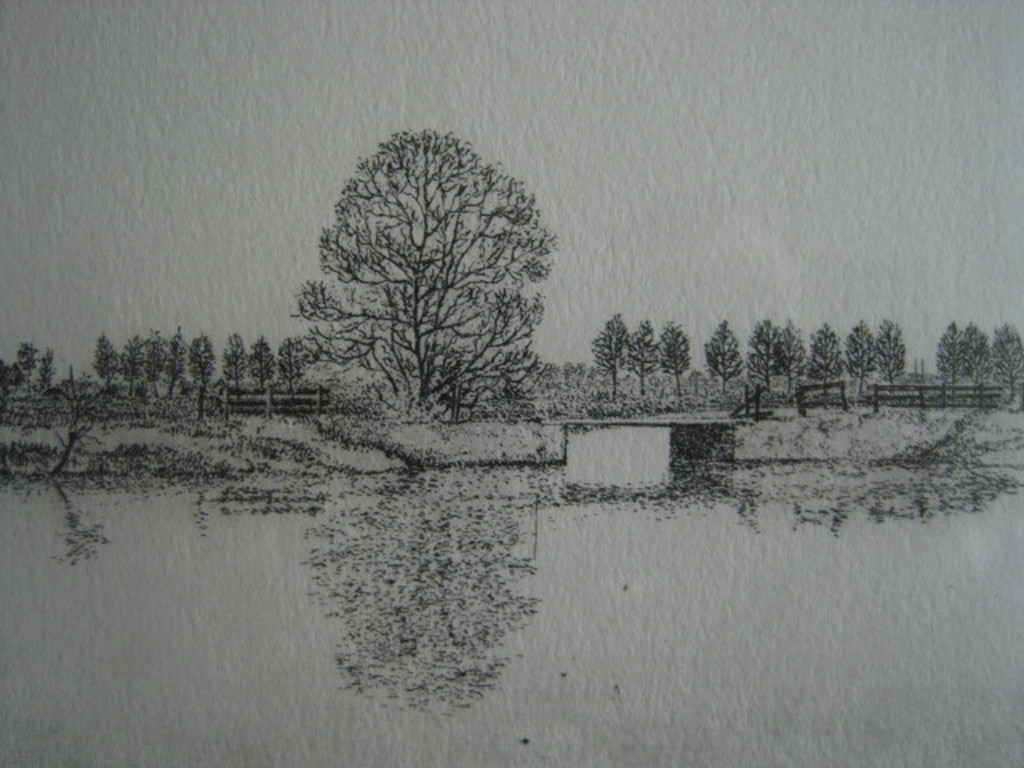 Bijzondere triptiek Ets "Waterland Noord Holland"  Wim van der Mey (1949-) gesig kopen? Bied vanaf 1!