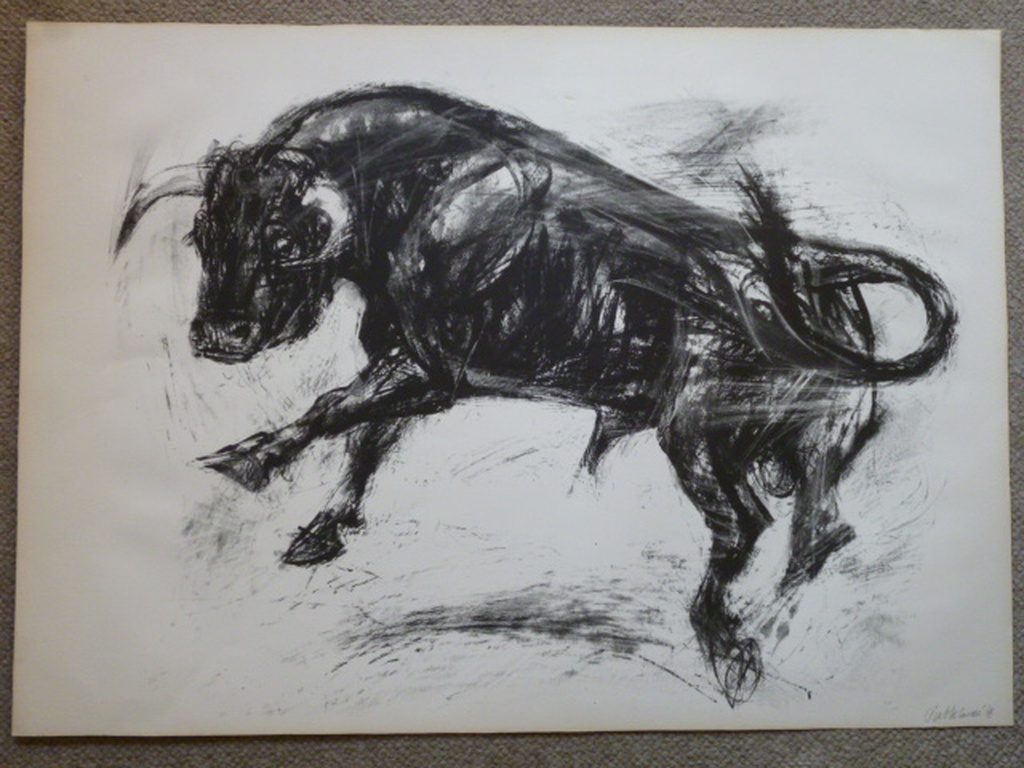 Piet Klaasse - litho - Stier verkocht voor € 40!