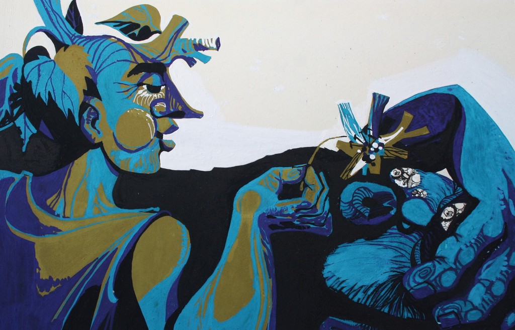 Karel Timmerman (1933) - 2 x Acrylverf op papier - jaren 70 - ongesigneerd kopen? Bied vanaf 38!