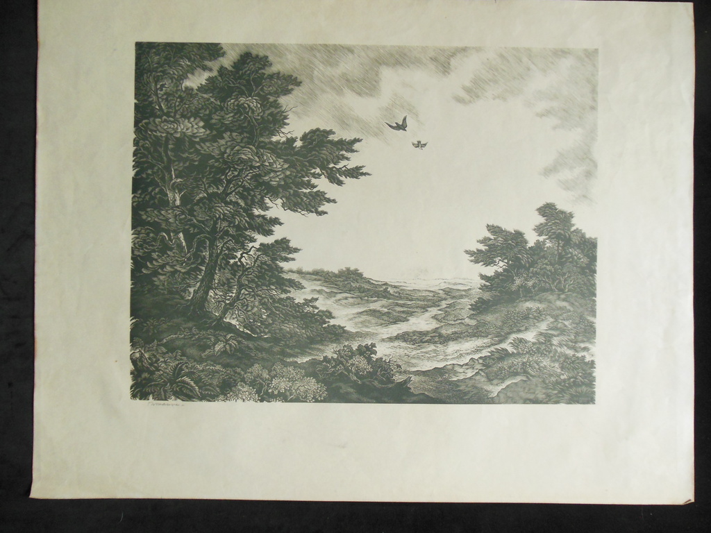 Thijs Mauve, Houtsnede, Duinlandschap kopen? Bied vanaf 25!