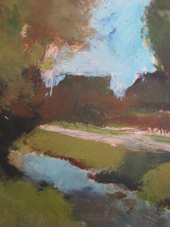 impressionistisch Hollands landschap - olieverf op papier - omstreeks 1900 kopen? Bied vanaf 1!