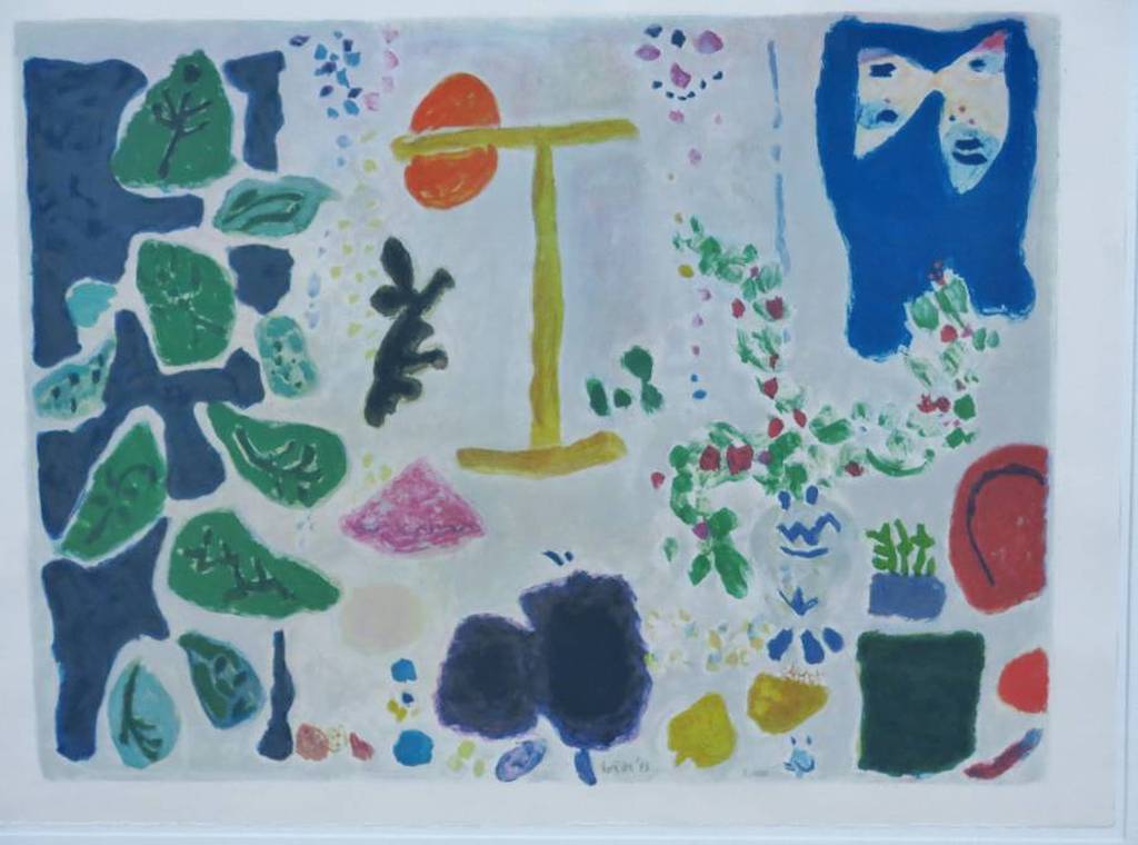 Jan Roede: Litho, Tuin - Ingelijst verkocht voor € 220!