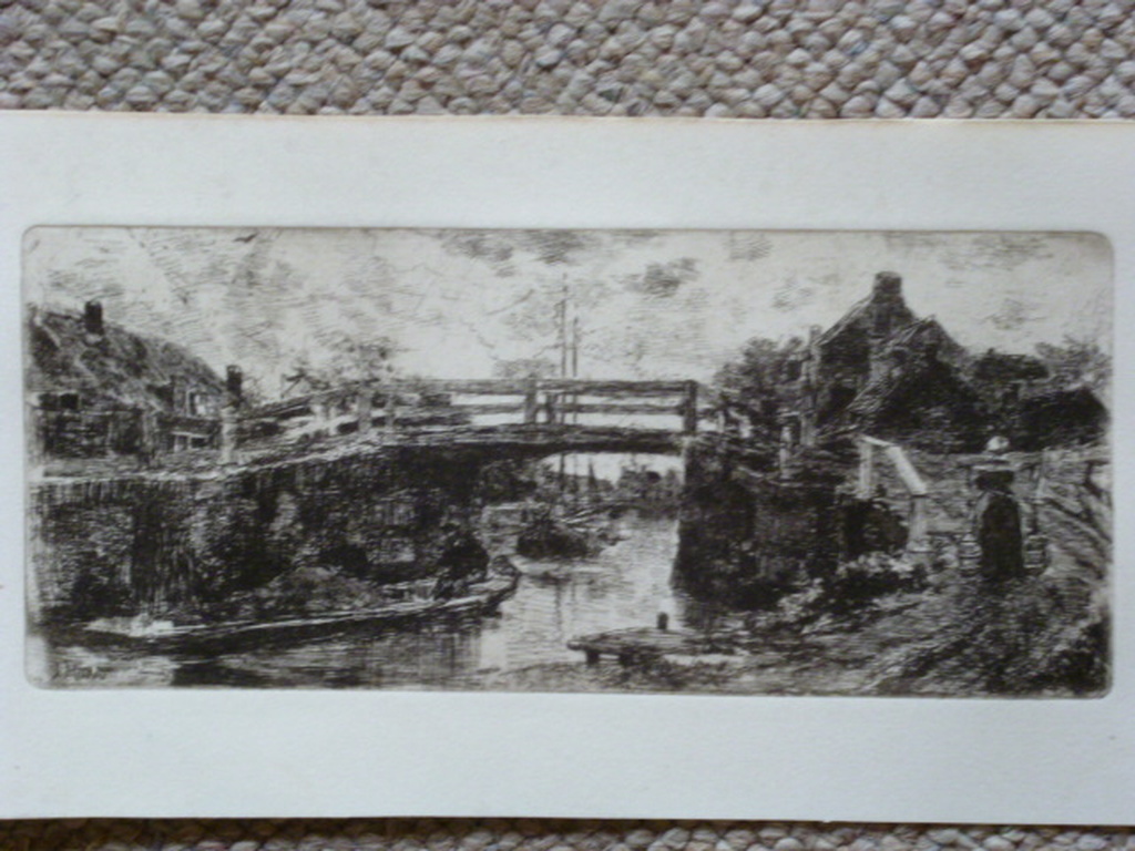 Jacob Maris - ets - Bruggetje bij Loosduinen verkocht voor € 55!