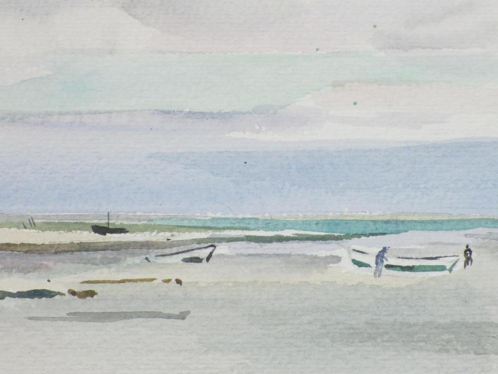 Han Krug, Strand bij Mont St.Michel, Aquarel kopen? Bied vanaf 30!