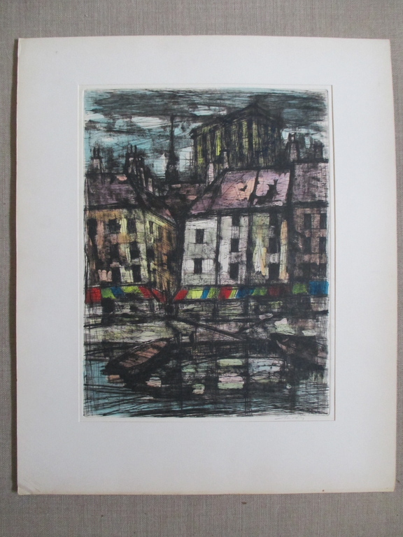 Onbekend gesign. handgekleurde ets, stadsgezicht kopen? Bied vanaf 1!