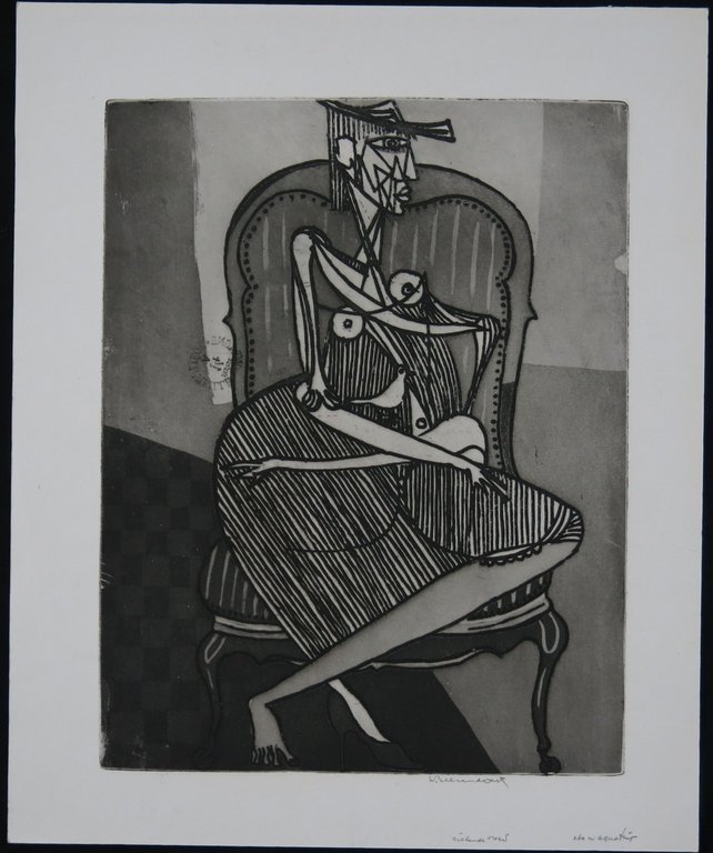 Theo Beerendonk: Ets en aquatint, Zittende vrouw kopen? Bied vanaf 40!
