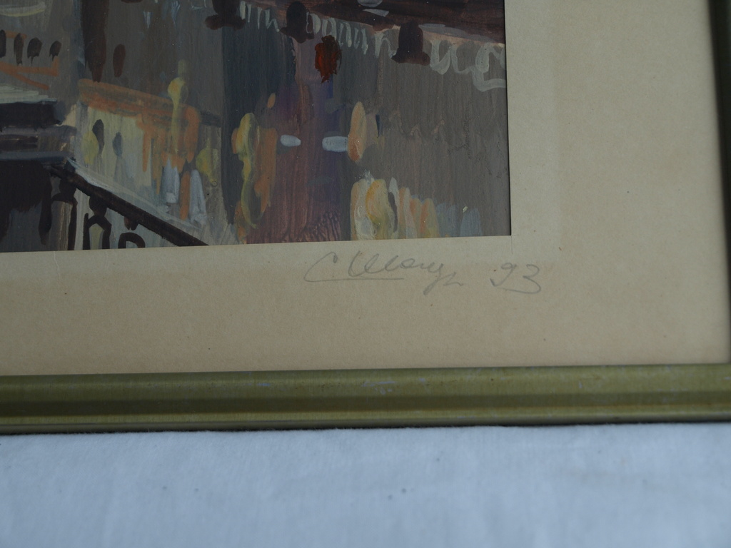 Onduidelijke signatuur : Aquarel – Stadsgezicht - Ingelijst – ‘93 kopen? Bied vanaf 1!