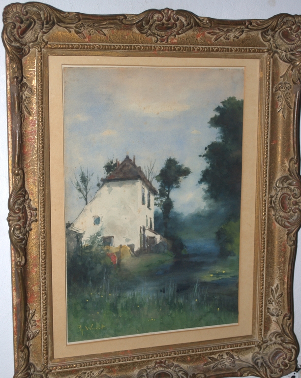 Huis aan het water - gesigneerde aquarel - fraaie kwaliteit kopen? Bied vanaf 150!