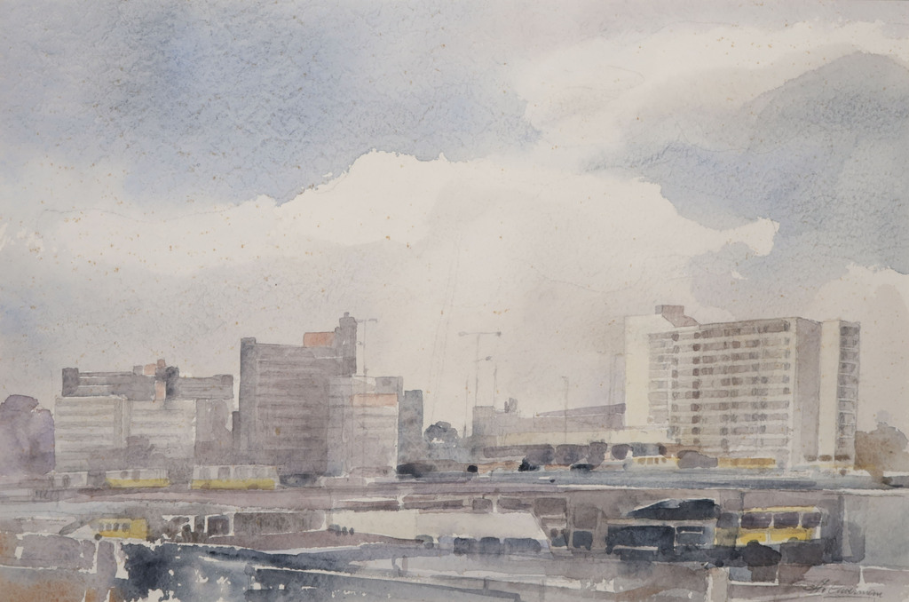 Hen Euverman: Aquarel, Stadsgezicht kopen? Bied vanaf 1!
