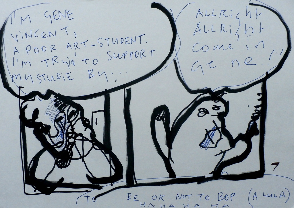 Herman Brood - tekening: I'm Gene Vincent - 1991 - + cert. Herman Brood Mus. verkocht voor € 185!