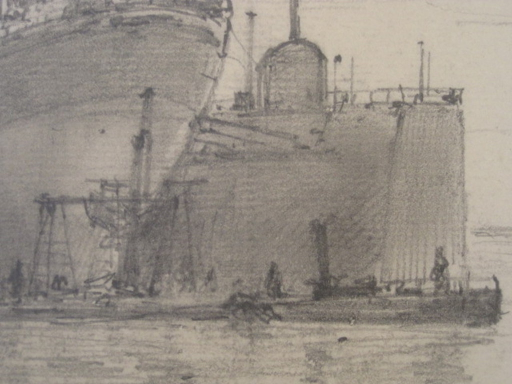 19e eeuwse Potlood/Houtskool "haven Amsterdam" van George L Kiers (1838-1916) kopen? Bied vanaf 1!