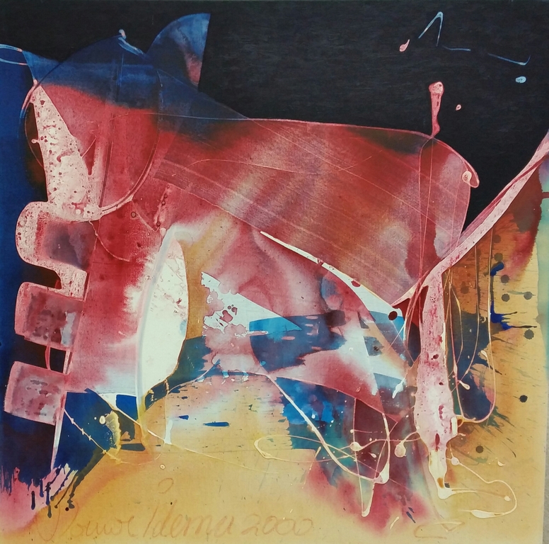 Douwe Idema, origineel op doek, titel onbekend, alu spieraam! verkocht voor € 150!