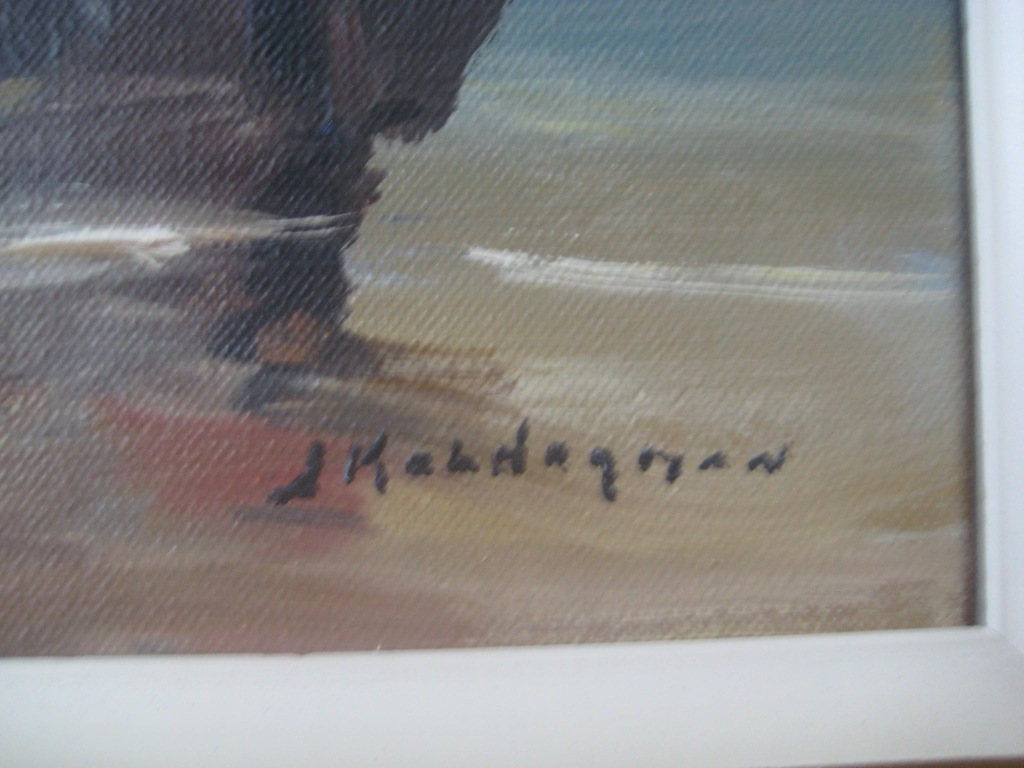 Jan Kelderman; Olieverf op doek; boot op strand  kopen? Bied vanaf 35!