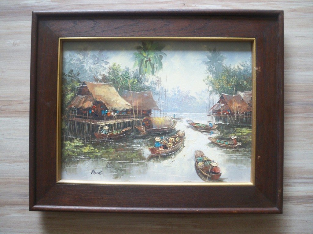 schilderij Indonesie - ingelijst - gesigneerd kopen? Bied vanaf 1!