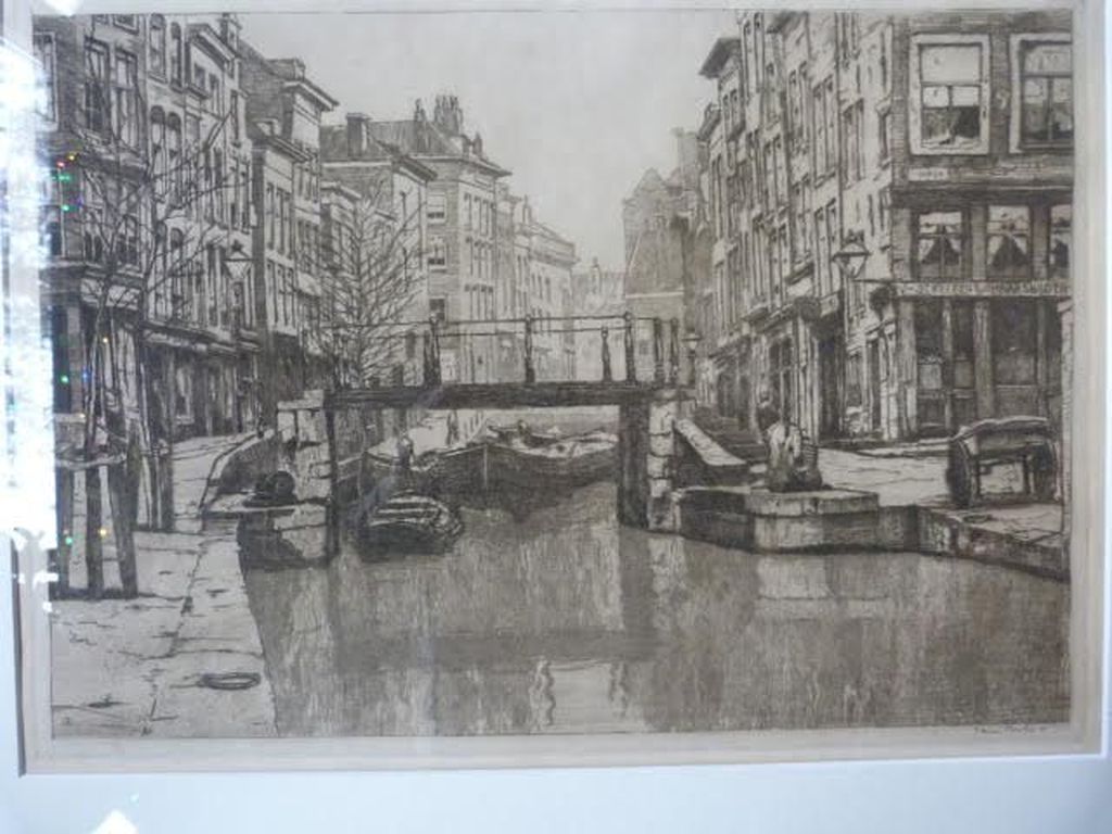 Lot Jan Sirks - Oud grachtje met brug te Rotterdam/Spaansche kade te Rotterdam kopen? Bied vanaf 1!