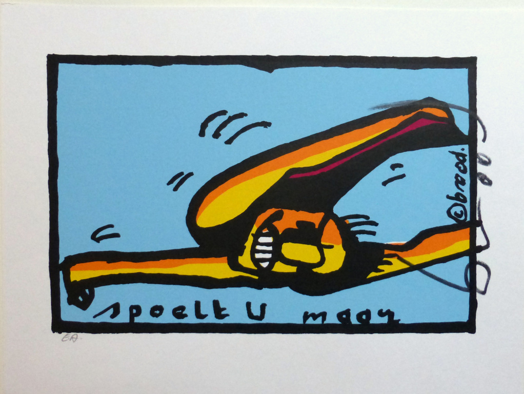 HERMAN BROOD, leuke, gelimiteerde en handgesigneerde zeefdruk 'Spoelt U maar' kopen? Bied vanaf 89!