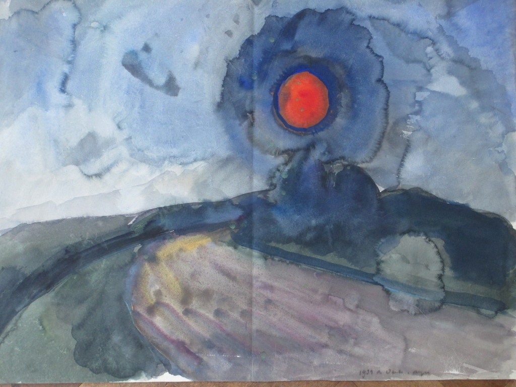 Antoon Derkzen van Angeren, Ondergaande zon, Aquarel 1934 kopen? Bied vanaf 45!