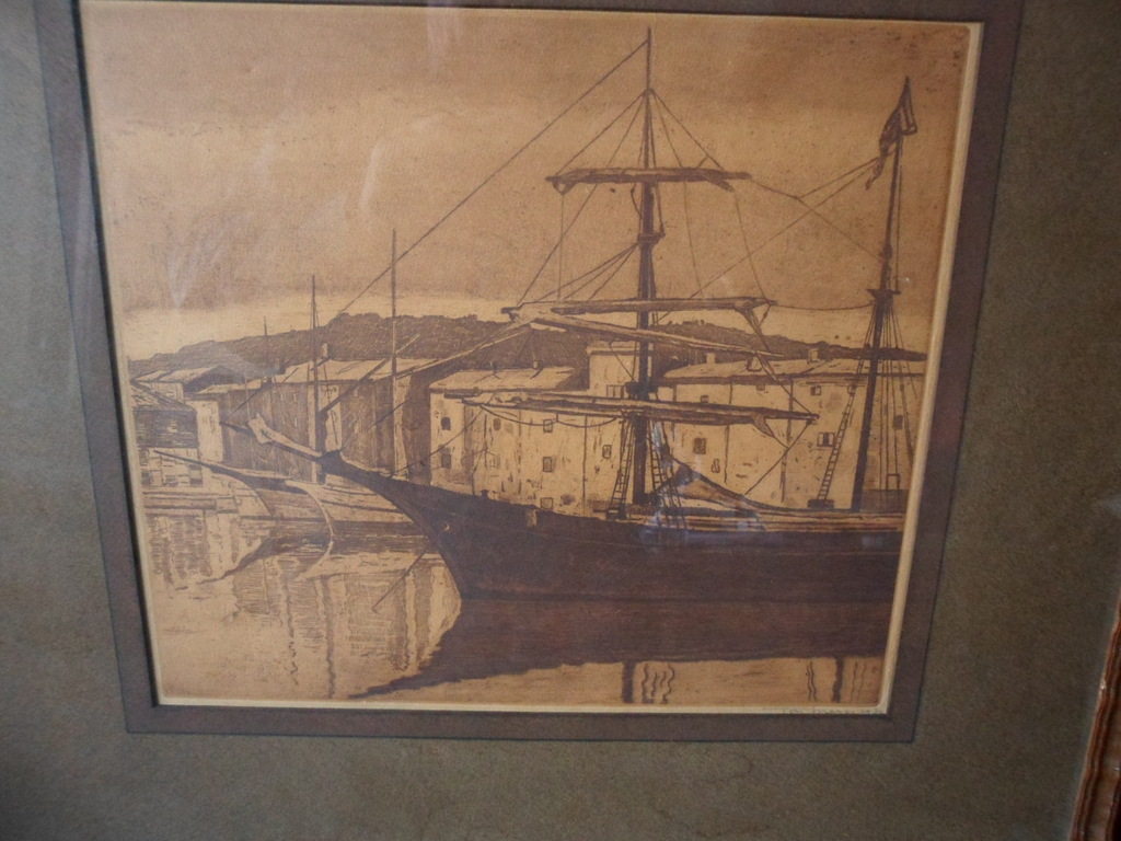 Ton Meijer, Ets met een havengezicht en een zeilschip kopen? Bied vanaf 15!