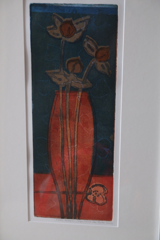 Lukie de Bree - 2 tekeningen uit 2002 'Open Gaan' en 'Rode Bloem' kopen? Bied vanaf 100!