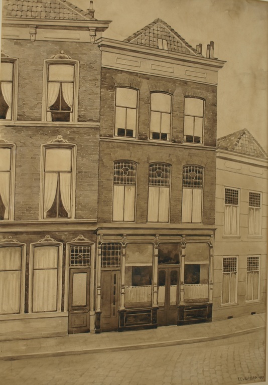 Frans Everbag : Sepia-aquarel – ’s-Hertogenbosch Schoofstraat – Gesigneerd-1939  kopen? Bied vanaf 1!