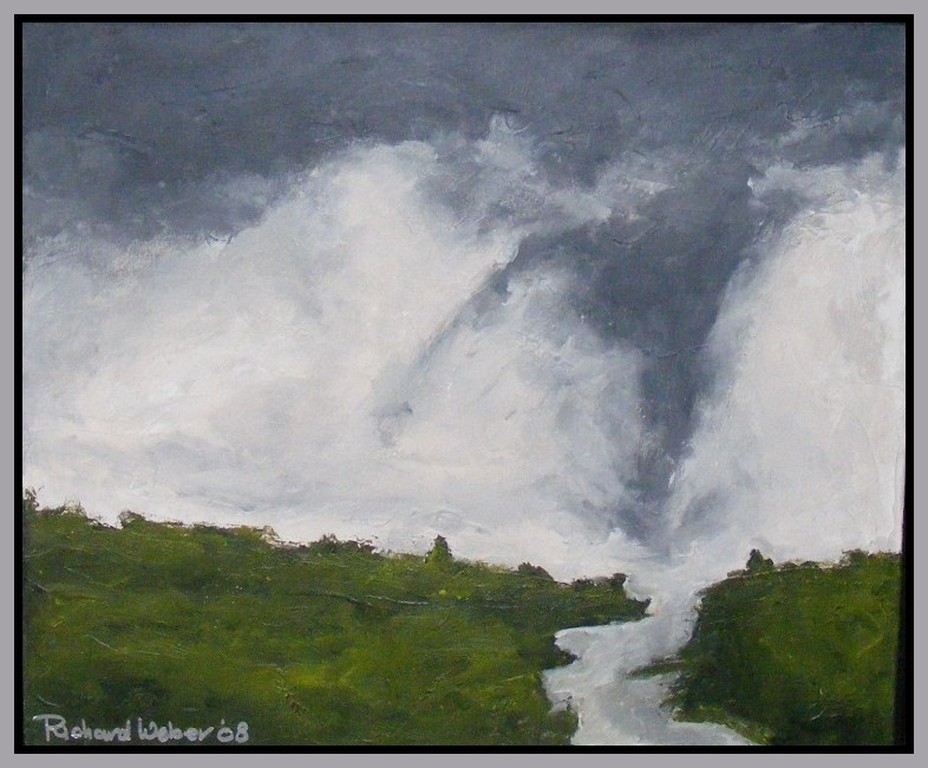 Laatste keer--Richard Weber: Acryl op doek, landschap verkocht voor € 110!