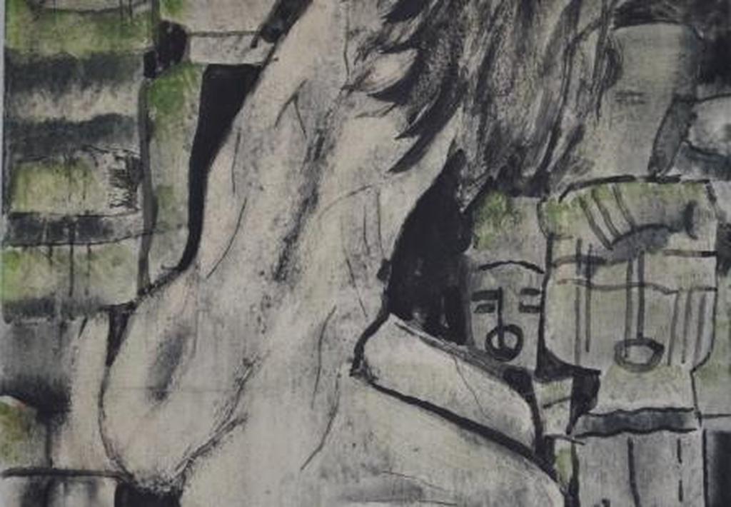 Gerard Grassere ( 1915 -  'holbewoonster' ca. 1965  - gouache ca. 20 x 30  kopen? Bied vanaf 60!