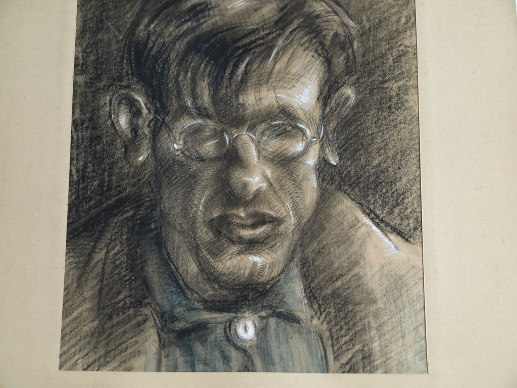 Onbekend : Tekening , Man met flaporen en bril – ca 1920 - Elias Smalhout kopen? Bied vanaf 1!